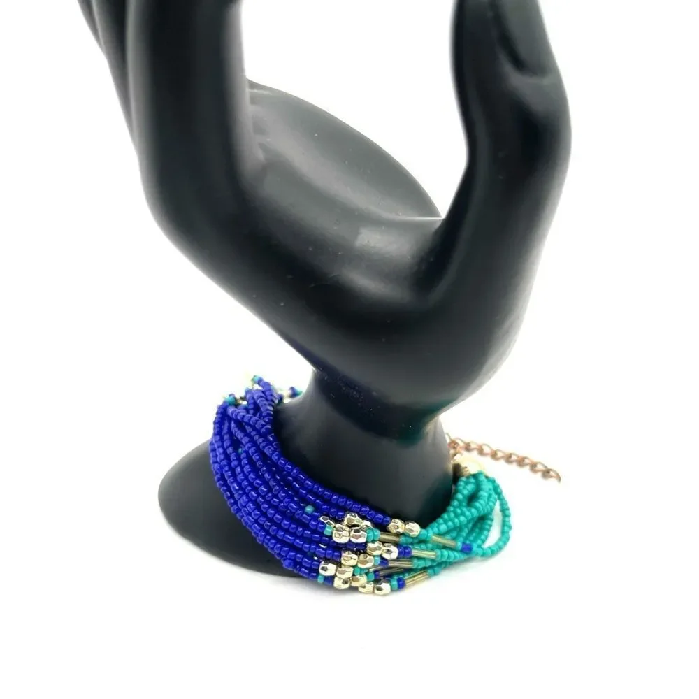 Multi Strand Bracelet in Blue & Turquoise beads